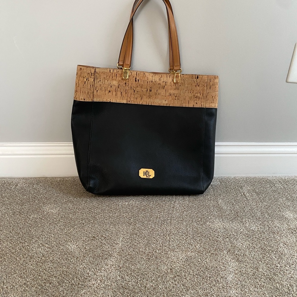 Ralph Lauren Black and Tan Tote Bag